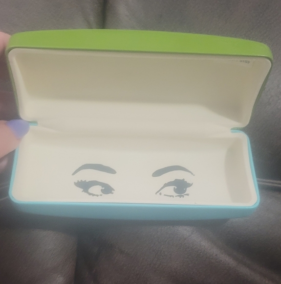 KATE SPADE two tone blue green hard sixe eyeglass sunglass case - Picture 4 of 11